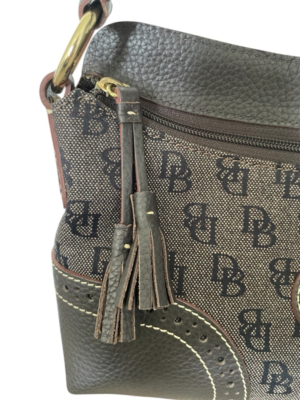 Dooney & Bourke Signature Jacquard and Leather Shoulder Bag - Picture 8 of 16